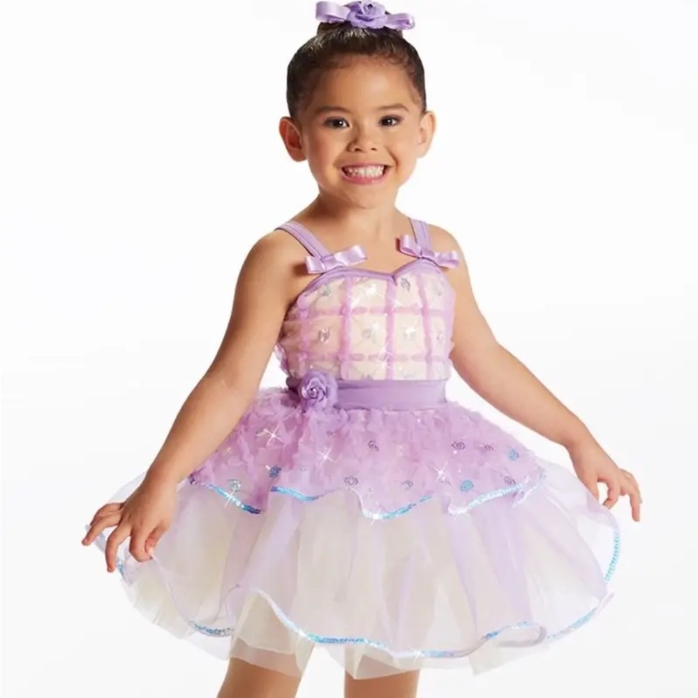 WEISSMAN EUC Believe in Your Dream 17026 Floral Sequin Ballet Costume Tutu Dress